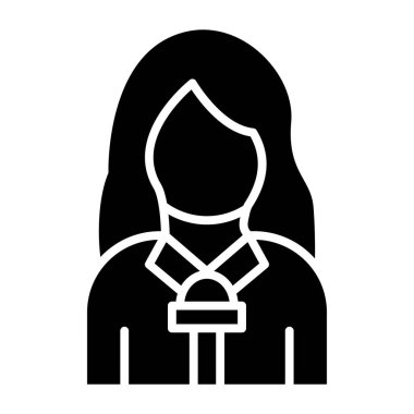 Gazeteci Kadın basit simgesi, vektör illüstrasyonu