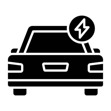 elektrikli araba simgesi, vektör illüstrasyonu 