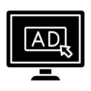 Çevrimiçi Reklamcılık basit simgesi, vektör illüstrasyonu