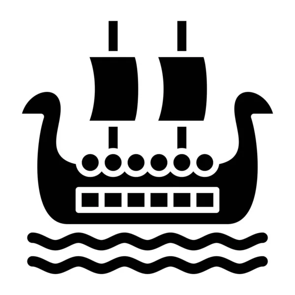Viking Hajó Web Ikon Egyszerű Illusztráció — Stock Vector