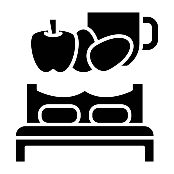 Bed Breakfast Egyszerű Ikon Vektor Illusztráció — Stock Vector