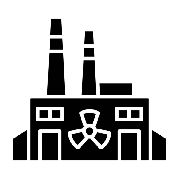 Ikona Budovy Jaderné Továrny Vektorová Ilustrace — Stockový vektor