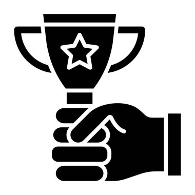 El ele tutuşan kupa ikonu. özet vektör illüstrasyon sembolü