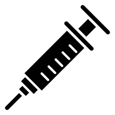 Şırınga vektör simgesi. Bicolor düz sembolü, siyah ve beyaz renkleri, yuvarlak açılar, gri arka plan tarzıdır