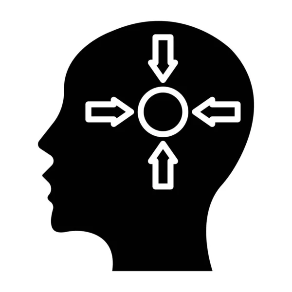 Human Head Arrows Icon Outline Face Profile Black Contour Vector — Stock Vector
