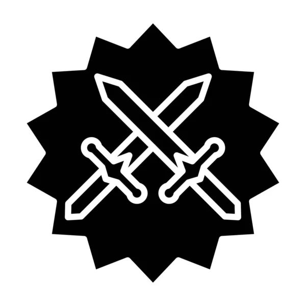 Krzyżowana Ikona Mieczy Białym Tle — Wektor stockowy