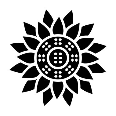 siyah ve beyaz çiçek ikonu. vektör illüstrasyonu