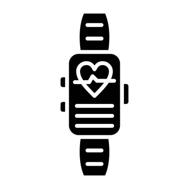 Puls simgesi ve vektör illüstrasyonlu akıllı twatch
