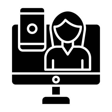 dijital yerel kadın simgesi, vektör illüstrasyonu