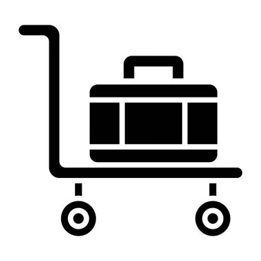 bagaj arabası simgesi, vektör illüstrasyonu 