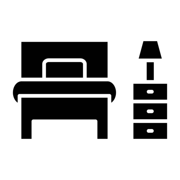 Single Bed Room Web Εικονίδιο Απλή Απεικόνιση — Διανυσματικό Αρχείο