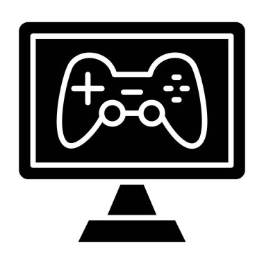 Bilgisayar Oyunu basit simgesi, vektör illüstrasyonu