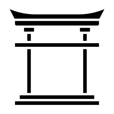 Torii kapı simgesi. Ağ için Çin tapınağı vektör simgelerinin özet çizimi