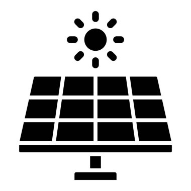 Güneş paneli simgesi. Web için enerji vektör simgelerinin özet çizimi