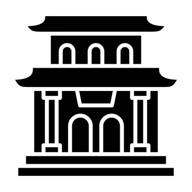 Pagoda simgesi, vektör illüstrasyonu basit tasarım
