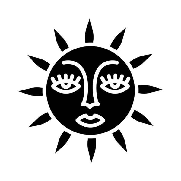 Soleil Avec Visage Icône Simple Illustration Vectorielle — Image vectorielle