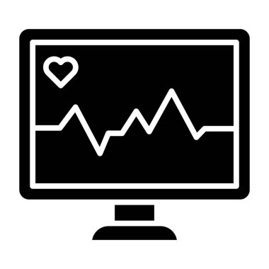 Kalp İzleme simgesi, vektör illüstrasyonu