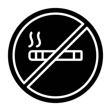 Sigara ikonu yok. Web için tütün olmayan vektör simgelerinin basit gösterimi