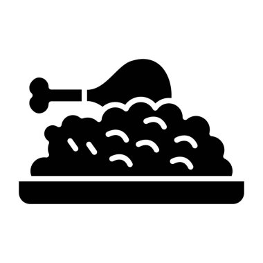 Tavuk pilavı Web simgesi basit illüstrasyon 