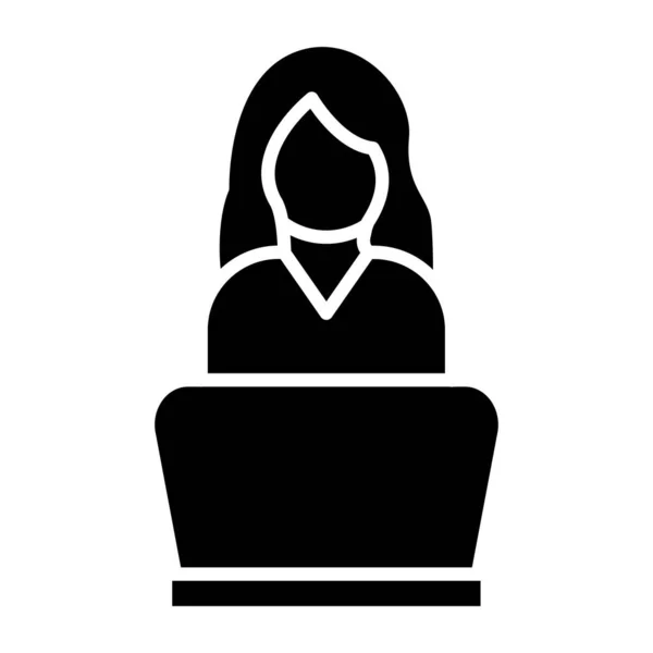 Sachbearbeiterin Weiblich Web Symbol Einfache Illustration — Stockvektor