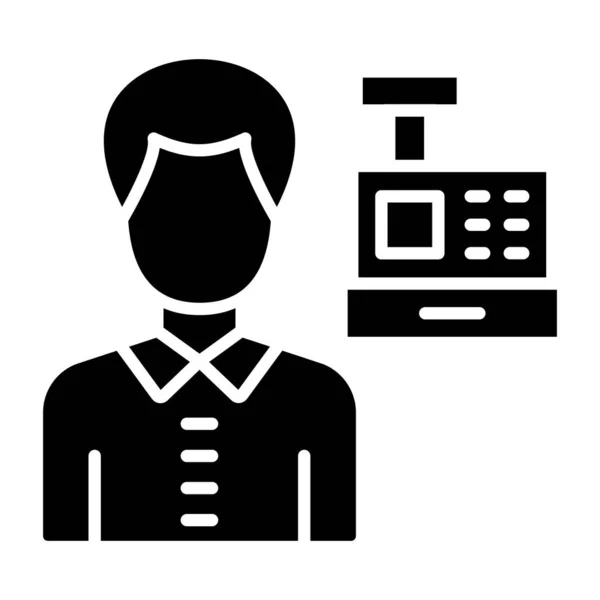 Cashier Male Simple Icon Vector Illustration — Stock Vector