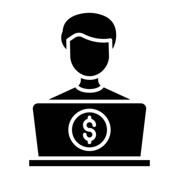 Empresário Com Ícone Laptop Ilustração Vetorial — Vetor de Stock