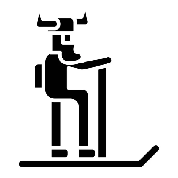Viking Skiing Web Icon Vector Illustration — Stock Vector