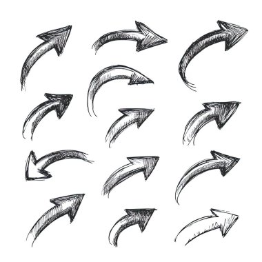 Elle çizilmiş oklar farklı yönlerde, beyaz arkaplan