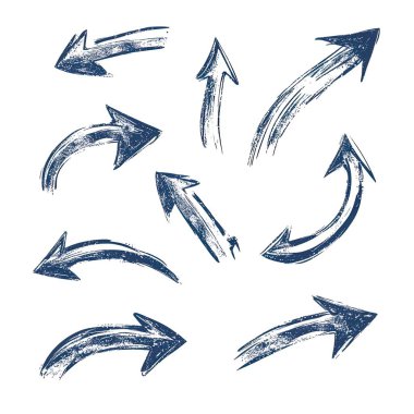 Elle çizilmiş oklar farklı yönlerde, beyaz arkaplan