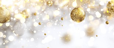 Bokeh ile Noel altın arka planı.