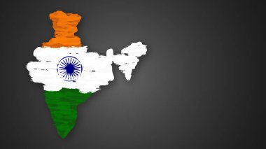 India map isolated indian flag colors painted with a brush stroke