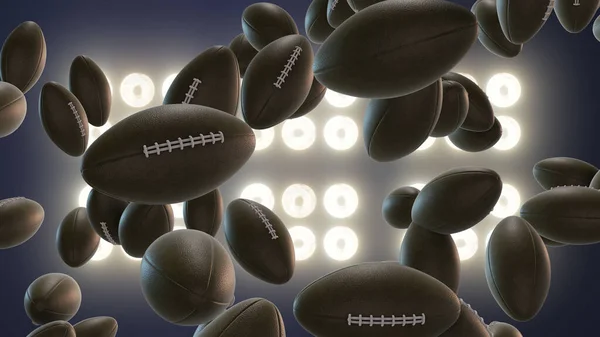 Super bowl football explosion concept on floodlight background