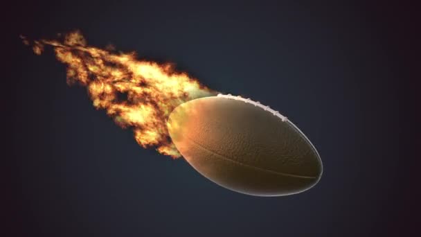 American Football Flying Rugby Ball Fire Flames — Vídeo de stock