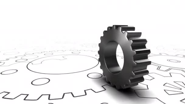 Gear Wheel Mechanism Background Concept — стоковое видео