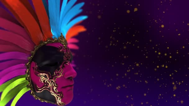 Rio Janeiro Carnival Colorful Mask Copyspace — Stockvideo