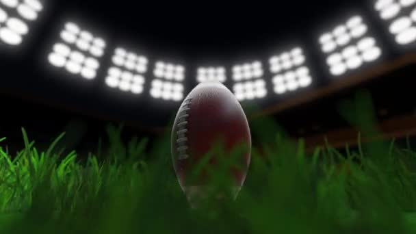 Rugby Ball Football Stadium Floodlights Loopable Super Bowl Concept — Vídeo de stock