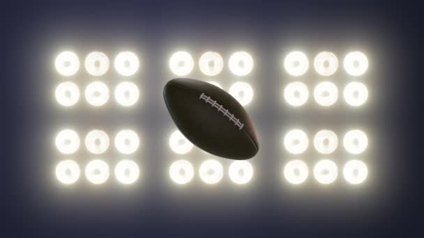 Super Mangkuk Konsep Ledakan Sepak Bola Pada Latar Belakang Lampu — Stok Video