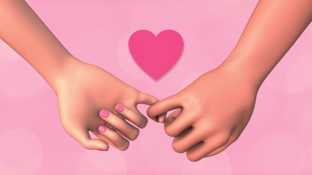 Valentine Day Concept Two Hands Making Commitment — Vídeos de Stock