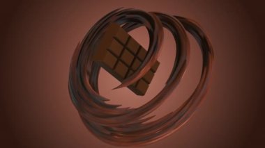 Swirling chocolate with chocolate bar. Chocolate Day for Valentines week