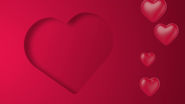 Love Hearts Red Background Valentine Concept — Wideo stockowe