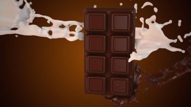 Chocolate bar with milk and splash