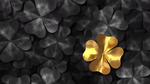 Happy Saint Patrick Day Golden Shiny Clover Leaf — Αρχείο Βίντεο