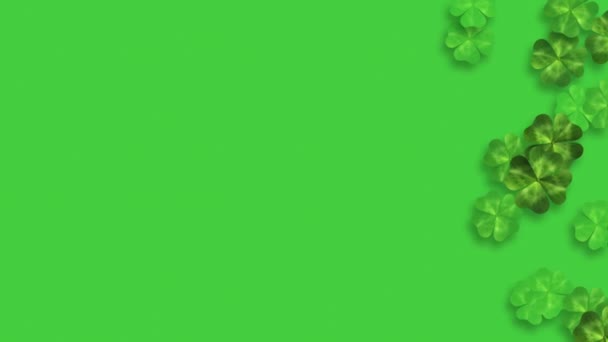 Celebrating Patrick Day Falling Four Leaf Clover Background — Stock Video