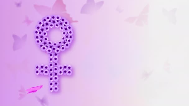 Celebrando Dia Internacional Mulher Símbolo Gênero Com Uma Borboleta — Vídeo de Stock