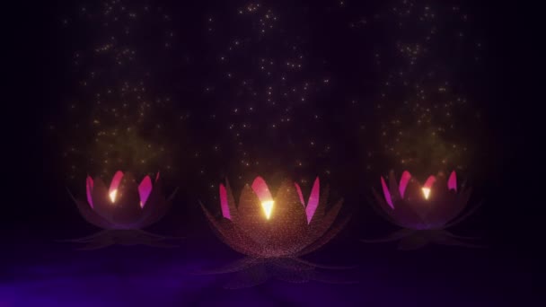 Magic Pink Lotus Flower Sparkle Meditation Background — Vídeo de stock