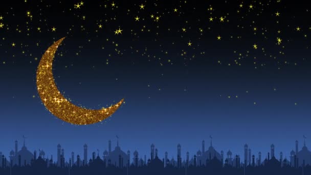 Ramadan Sparkling Moon Glittering Particles — 图库视频影像
