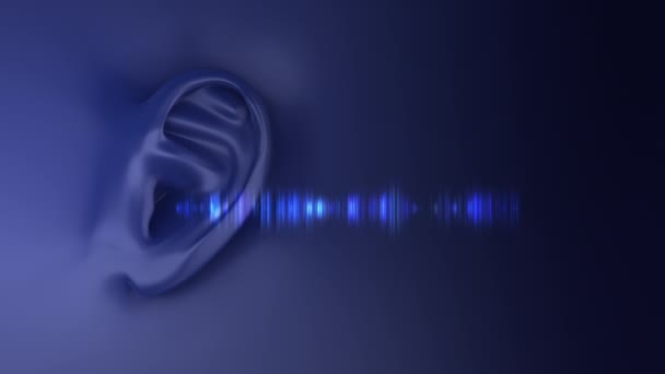 Oído Escuchando Ondas Sonido Audio — Vídeos de Stock