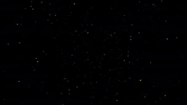 Abstract Shiny Golden Particles Flying Camera — Vídeo de stock