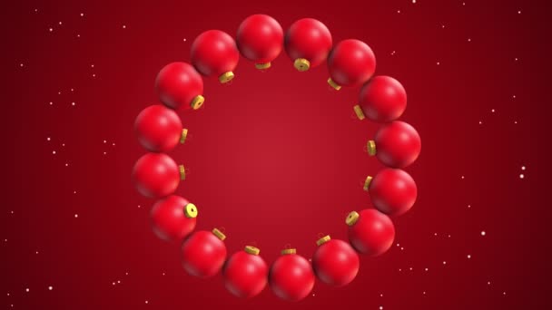 Christmas New Year Red Ball Wreath Animation Seamless Loop Background — Stockvideo