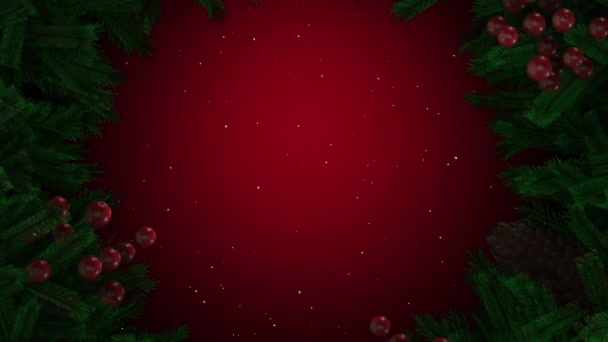 Corona Navidad Girando Centro Con Nieve Espacio Copia — Vídeo de stock